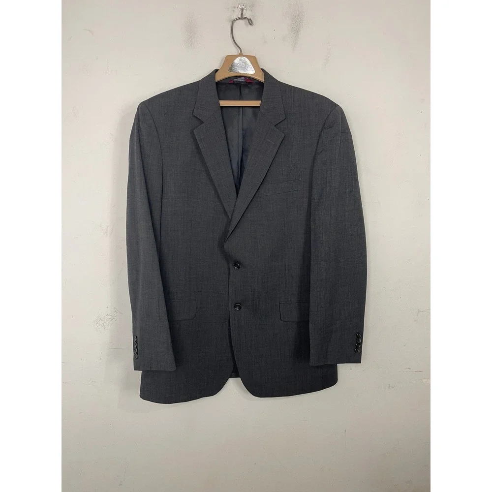 Jos.‎ A. Bank Classic Mens 44L Charcoal Gray 100% Wool Pleated 2 Piece Suit